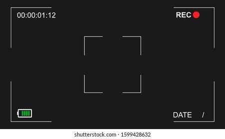 Video camera viewfinder overlay icon. Modern camera frame vector template