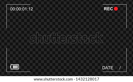 Video camera viewfinder overlay icon. Modern camera frame vector template