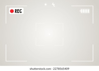 Plantilla de superposición del visor de cámara de vídeo, interfaz. Pantalla de enfoque fotográfico. Cámara de visualización digital de grabación o instantánea, videografía de captura. Ilustración del vector