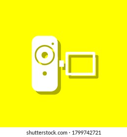 video camera white icon with shadow