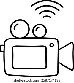 Video Camera with Wi-Fi Signal Icon