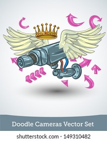 Video camera with wings and crown