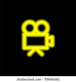 Video camera yellow glowing neon ui ux icon. Glowing sign logo vector