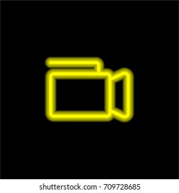 Video camera yellow glowing neon ui ux icon. Glowing sign logo vector