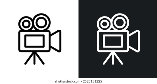 Video cameraline in Thin line black color. flat simple vector symbols illustration.