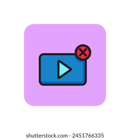 Video cancel line icon. Play button, error, rejection. Video content concept. Can be used for topics like movie, mobile apps, video.