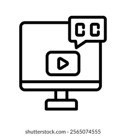 Video Captioning line icon , vector, pixel perfect, illustrator file