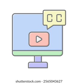 Video Captioning lineal color icon , vector, pixel perfect, illustrator file