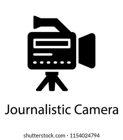 
Video capturing device on a stand with lights, a journalist camera icon 
