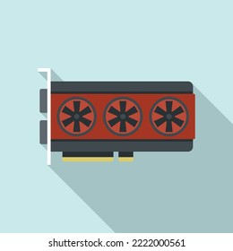 Video card chip icon flat vector. Computer gpu. Graphic fan