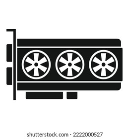 Icono de chip de tarjeta de vídeo vector simple. Grupo de computadoras. Ventilador gráfico