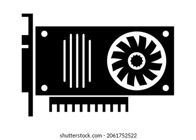 Video card for a computer, sign black color on a white background, vector illustration