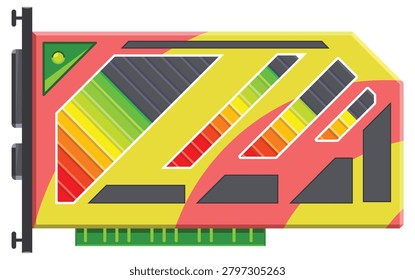 Video card cooler icon. Computer graphic gpu. Electronic game katridge. Vector isolated on white background