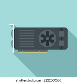 Video card cooler icon flat vector. Computer gpu. Graphic fan