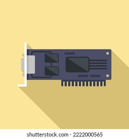 Grafikkarte Symbol mit flacher Vektorgrafik. Computergrafik. Cpu-Kühler