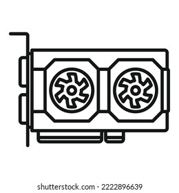 Video card display icon outline vector. Computer graphic. Cpu cooler