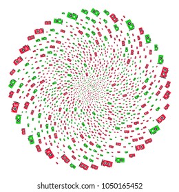 Video Card Gpu cycle bang. Element cluster done from scatter video card GPU items. Vector illustration style is flat iconic symbols.