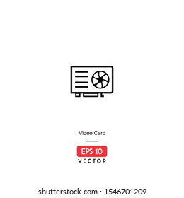 Video Card Icon. Computer Hardware Isolated On White Background. With Line Style. Computer Parts Icon. EPS10 - Vector