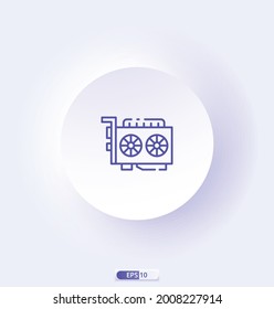 video card icon with cryptocurrency collection. Icons are designed in full color, outline, flat, glyphs, and lines.   Works for web, mobile, UI, and more. Vector illustration.