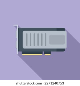 Video card icon flat vector. Pc gpu. Chip board