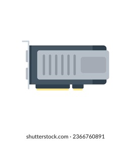Video card icon flat vector. Pc gpu. Chip board isolated