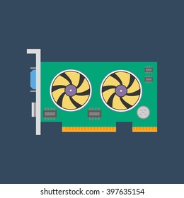 Video card icon. Graphic card. Vector illustration