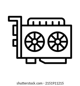 Video Card Icon. Line Art Style Design Isolated On White Background