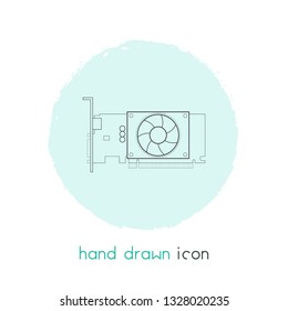 Video card icon line element. Vector illustration of video card icon line isolated on clean background for your web mobile app logo design.