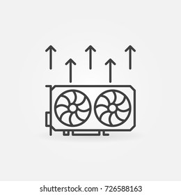 Video card mining icon - vector cryptocurrency GPU mining concept symbol in thin line style