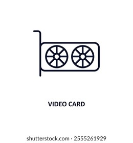 video card outline icon.  Thin line icon from cryptocurrency collection. Editable vector isolated on white background