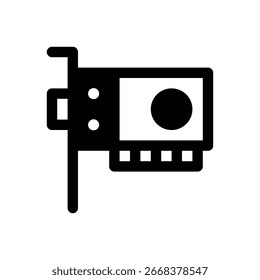 Video · tarjeta. Icono de Vector de trazo delineado con detalles rellenos de negro.