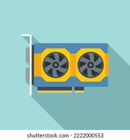 Video card processor icon flat vector. Computer gpu. Cpu cooler