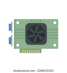 Video card ram icon flat vector. Computer gpu. Display pc isolated