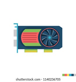 Video Card Related Flat Vector Icon. Isolated on White Background. Trendy Flat Style.
