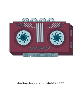 Video Card Related Flat Vector Icon. Isolated on White Background. Trendy Flat Style