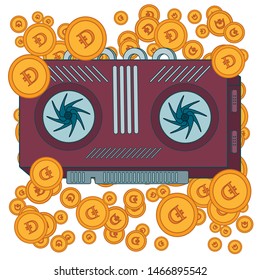 Video Card Related Flat Vector Icon. Isolated on White Background. Trendy Flat Style