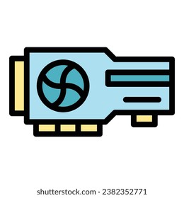 Video card store icon outline vector. Computer shop. Mobile online color flat