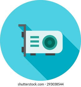 video card, card, vga icon vector image. Can also be used for computer and hardware. Suitable for use on web apps, mobile apps and print media.