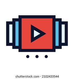 Video Carrousel. Simple Vector Color Icon.