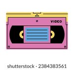 Video Cassette as Bright Item from Nineties Vector Illustration