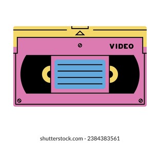 Video Cassette as Bright Item from Nineties Vector Illustration