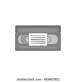 Video cassette icon in black monochrome style isolated on white background. Film symbol vector illustration