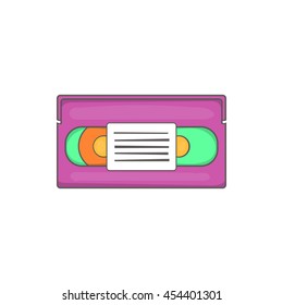 Video cassette icon in cartoon style isolated on white background. Film symbol