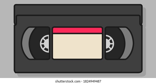 Video cassette in lineal colored style. Illustration of obsolete technology.