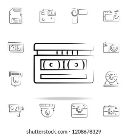 video cassette outine icon. Photo and camera icons universal set for web and mobile