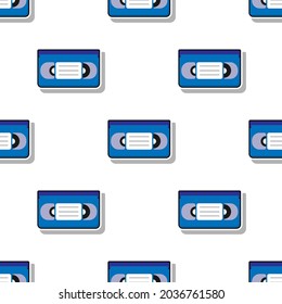 Video cassette seamless pattern. Vector illustration.