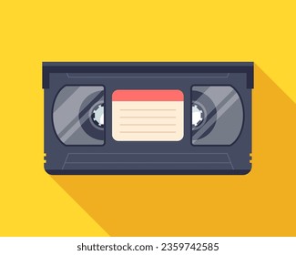 video cassette for tape recorder on a yellow background. flat vector illustration