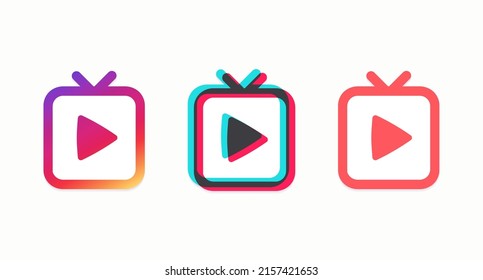 Video channel design flat color icons set. Isolate on a white background. Vector illustration