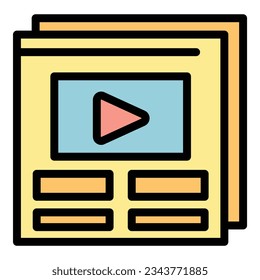 Video channel icon outline vector. Computer online. Call movie color flat
