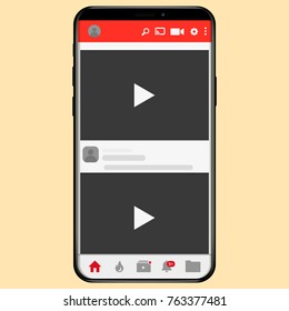 Video channel online app concept interface, Vector illustration. on mobile phone